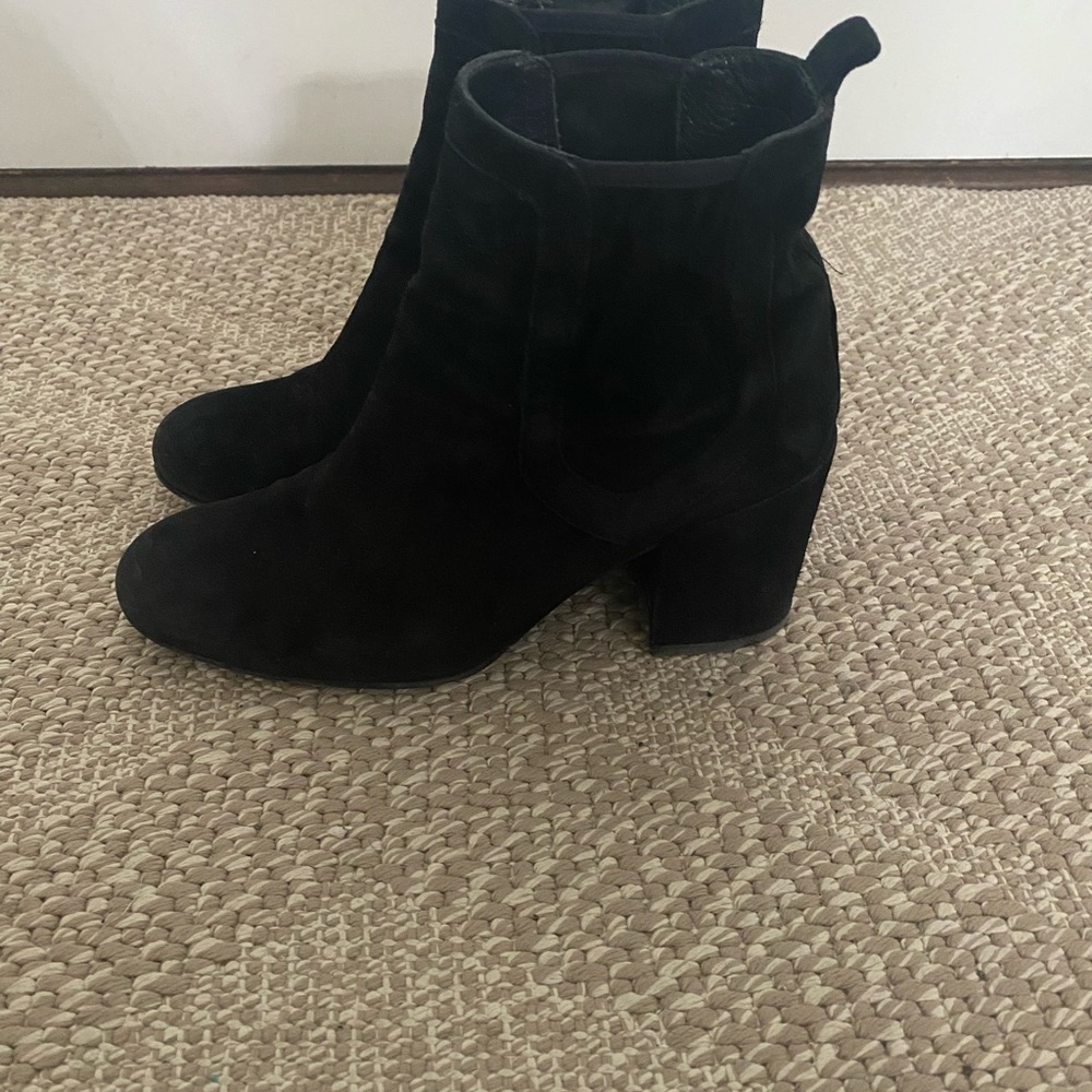 Stuart Weitzman Black Ankle Booties with Chunky Heel